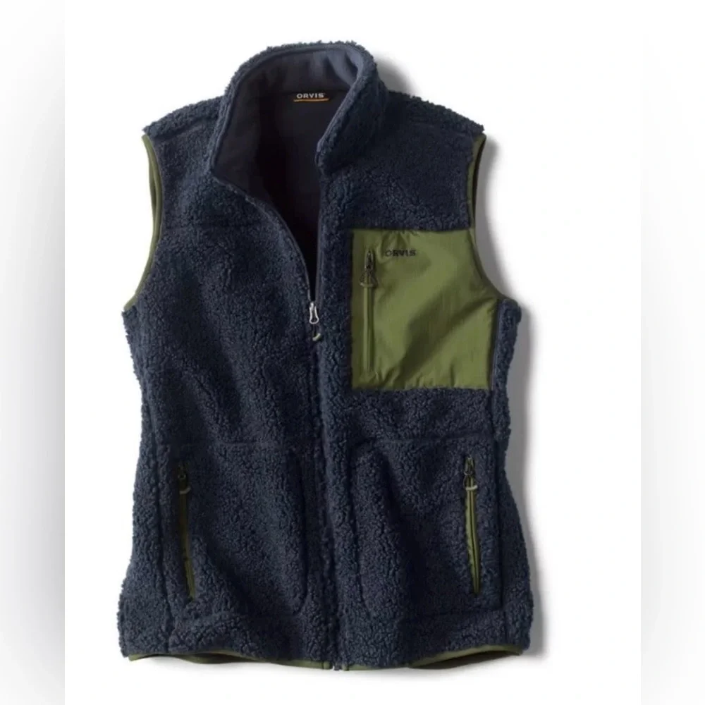 Orvis Dark Blue Sherpa Fleece Vest